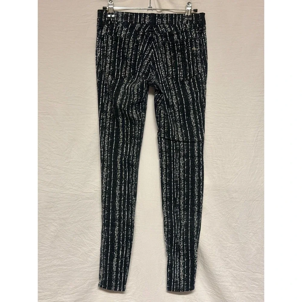 Rag & Bone Barcode Print Twill Black & White Leggings Pants Jeans Sz 24 Small S‎